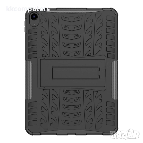 Удароустойчив калъф за Apple iPad (2025) / 10.9 (2022) с Гумена Текстура и Стойка, TPU+PC - Черен, Ч, снимка 7 - Калъфи, кейсове - 52039100