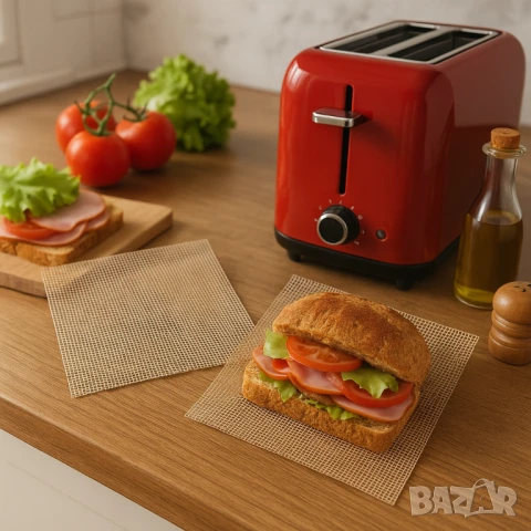 Мрежа за тостер, за сандвич 2бр. NoStik, 14x34см., до 260°, кафяв, в плик