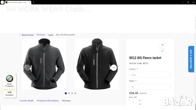 Snickers 8012 AIS POLAR Fleece Jacket размер M работна поларена горница W4-226, снимка 2 - Суичъри - 46970808