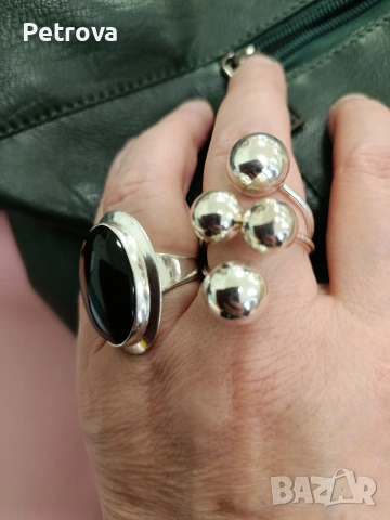 масивен сребърен пръстен с топчета, снимка 6 - Пръстени - 53133541