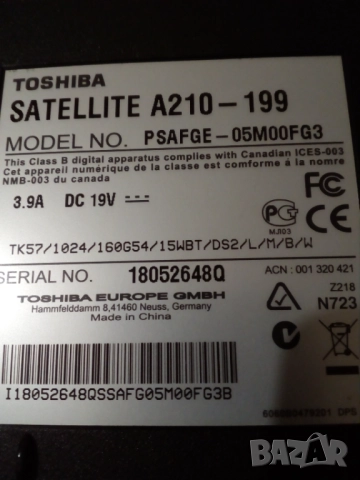 Toshiba Satellite А210 за части или ремонт, снимка 9 - Части за лаптопи - 28122299