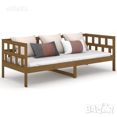 vidaXL Дневно легло, меденокафяво, борово дърво масив, 90x190 см（SKU:820220, снимка 1 - Спални и легла - 45643260