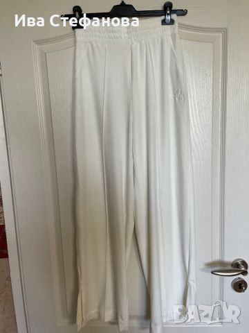 Ново висока талия  спортно елегантно бяло долнище панталон Bershka фин плюш широки крачоли М размер , снимка 5 - Панталони - 45221627