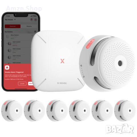 X-Sense Wi-Fi аларма за дим XS01-M с комплект базова станция SBS50 система за домашна сигурност, снимка 1 - Друга електроника - 46572389