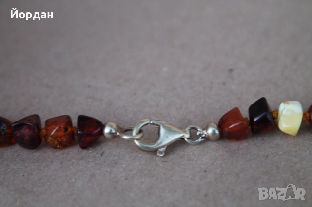 Кехлибарена огърлица със сребърна закопчалка, снимка 7 - Колиета, медальони, синджири - 54044136