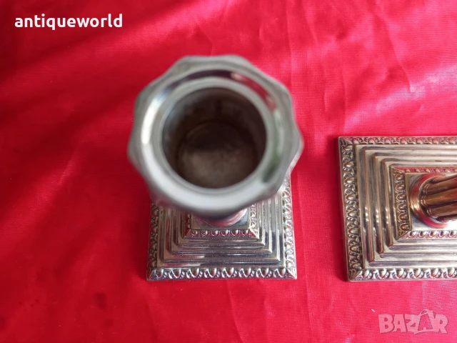 Стари Английски Дебело Посребрени СВЕЩНИЦИ. Маркирани!, снимка 4 - Антикварни и старинни предмети - 51125197