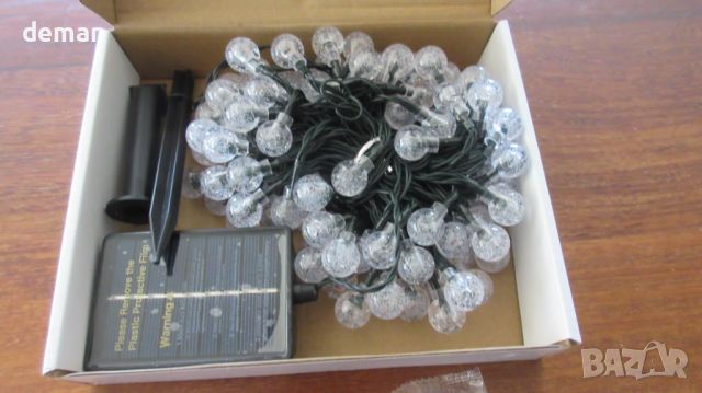 ZeMu Соларни светлини 12 м 100 светодиода водоустойчиви кристални топки за декорация, топло бяло, снимка 7 - Соларни лампи - 45402724