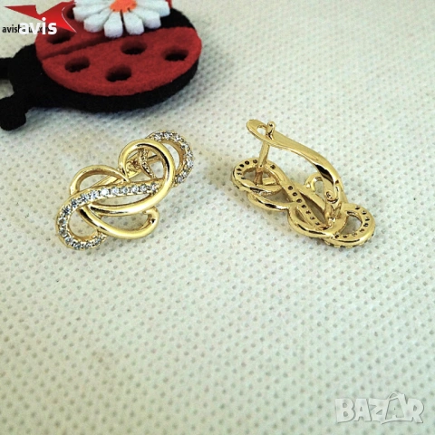 Обеци с 14К златно покритие 2141899, снимка 3 - Обеци - 54211829