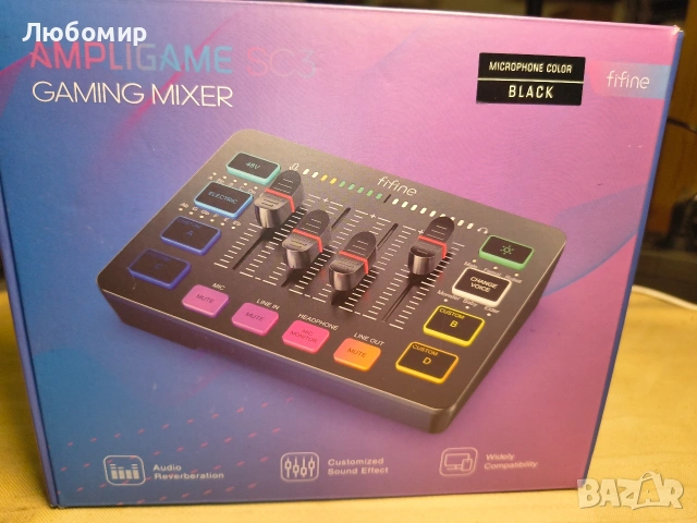 FIFINE Геймърски аудио миксер, стрийминг RGB PC миксер с XLR микрофонен интерфейс, индивидуално , снимка 4 - Геймърски - 54063496