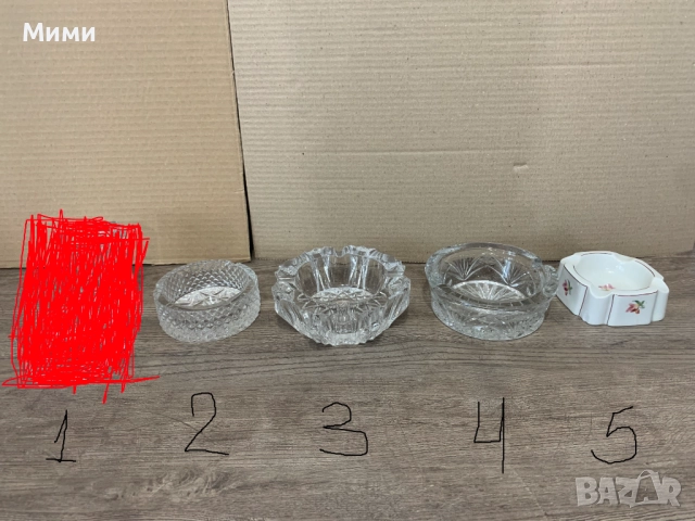 Вази и комплект ваза  и  пепелник - кристални, стъклени и рисувани., снимка 3 - Вази - 22459949