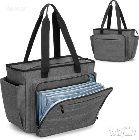 CURMIO Работна чанта за учител с джоб-органайзер за файлове тип акордеон, лаптоп, сива, снимка 9 - Чанти - 50284451