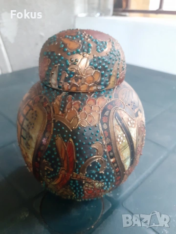 Красива стара ваза буркан порцелан Сатцума Satsuma, снимка 2 - Антикварни и старинни предмети - 53313003