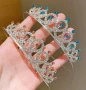 2 цвята сребриста корона венец тиара с камъчета детска дамска, снимка 2
