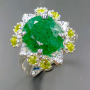 Сребърен пръстен със зелен берил/смарагд размер на камъка 5карата, 14x12мм, тегло на пръстена 8.4гр., снимка 1