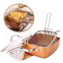 Copper Pan квадратен майсторски тиган за 5 начина на готвене, снимка 2