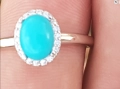 СРЕБЪРЕН ПРЪСТЕН С ТЮРКОАЗ (АРИЗОНА,САЩ), снимка 2