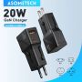 ASOMETECH Универсален адаптер бързо зарядно с 1 USB QC 3.0 порт и 1 PD 20W Type-C за EU/UK/USA/AUS, снимка 1