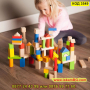 онструктор 100 дървени кубчета в различни цветове, образователна играчка за деца - КОД 3549, снимка 4