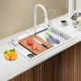 Модерна Кухненска мивка с функция водопад Луксозна Мултифункционална 68 х 46см Бяла, снимка 8