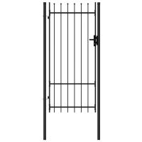 vidaXL Оградна порта една врата с остри върхове стомана 1х2 м черна(, снимка 1 - Огради и мрежи - 45541615