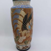 Стара керамична ваза с птици, 28 см, снимка 5 - Вази - 45367317