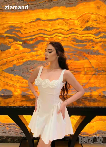 Бонбонеста рокля рози бяла, снимка 1