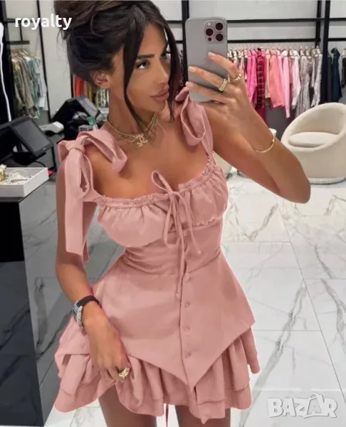 Розова дамска рокля , снимка 1