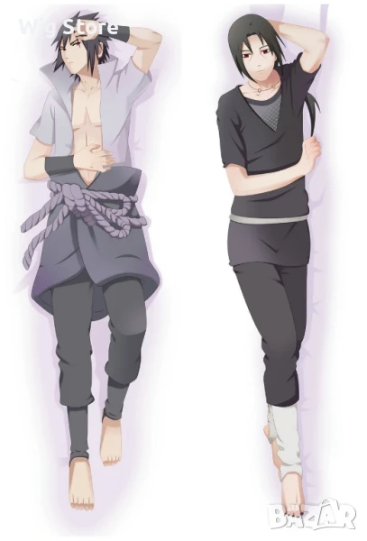 Двулицева Аниме Възглавница „Наруто Итачи Саске“ от сатен, Naruto Itachi Sasuke 150x50cm, снимка 1