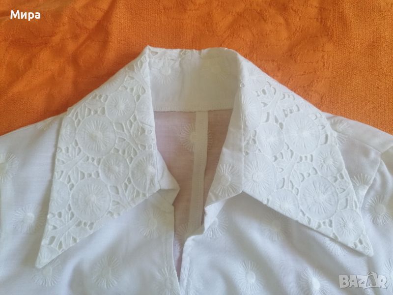 Дълга бяла блуза от памучна дантела, снимка 1