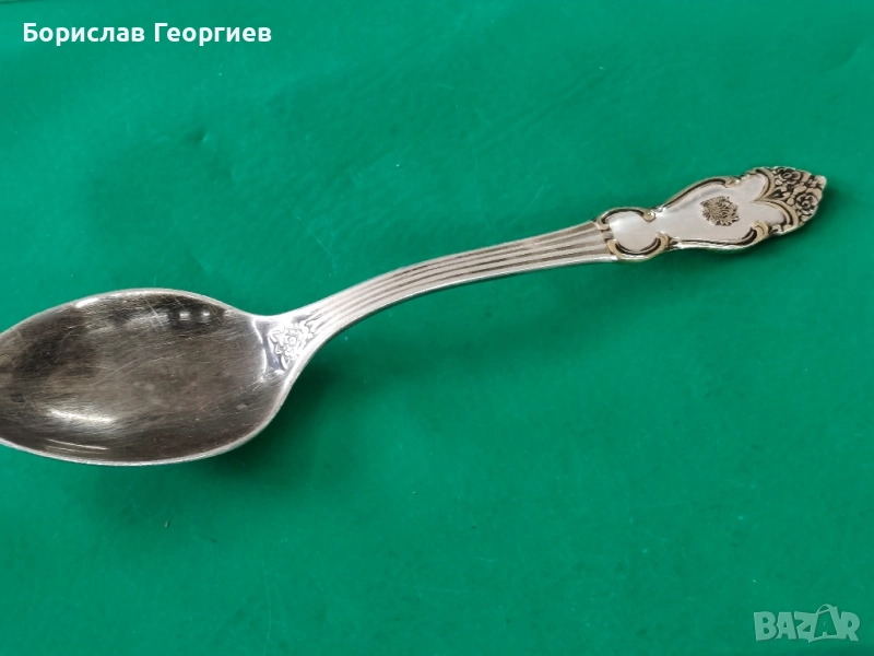 Руска посребрена лъжичка с герба на Русия , снимка 1
