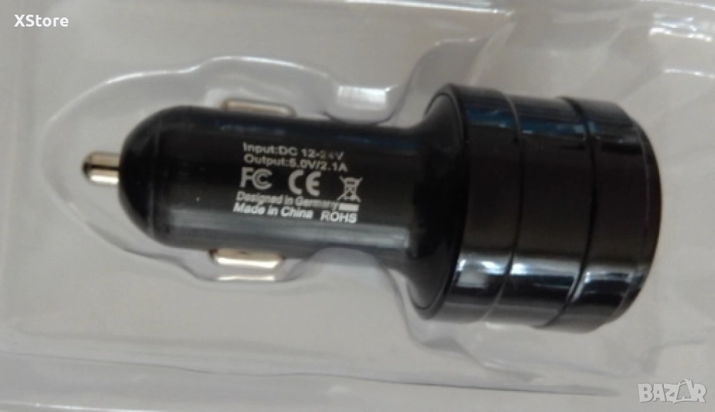 Компактен Bluetooth трансмитер за автомобил с 2 USB порта, снимка 1