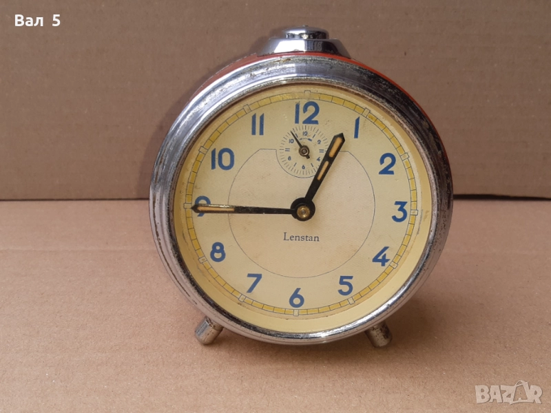 Стар рядък часовник , будилник LENSTAN . Работи, снимка 1