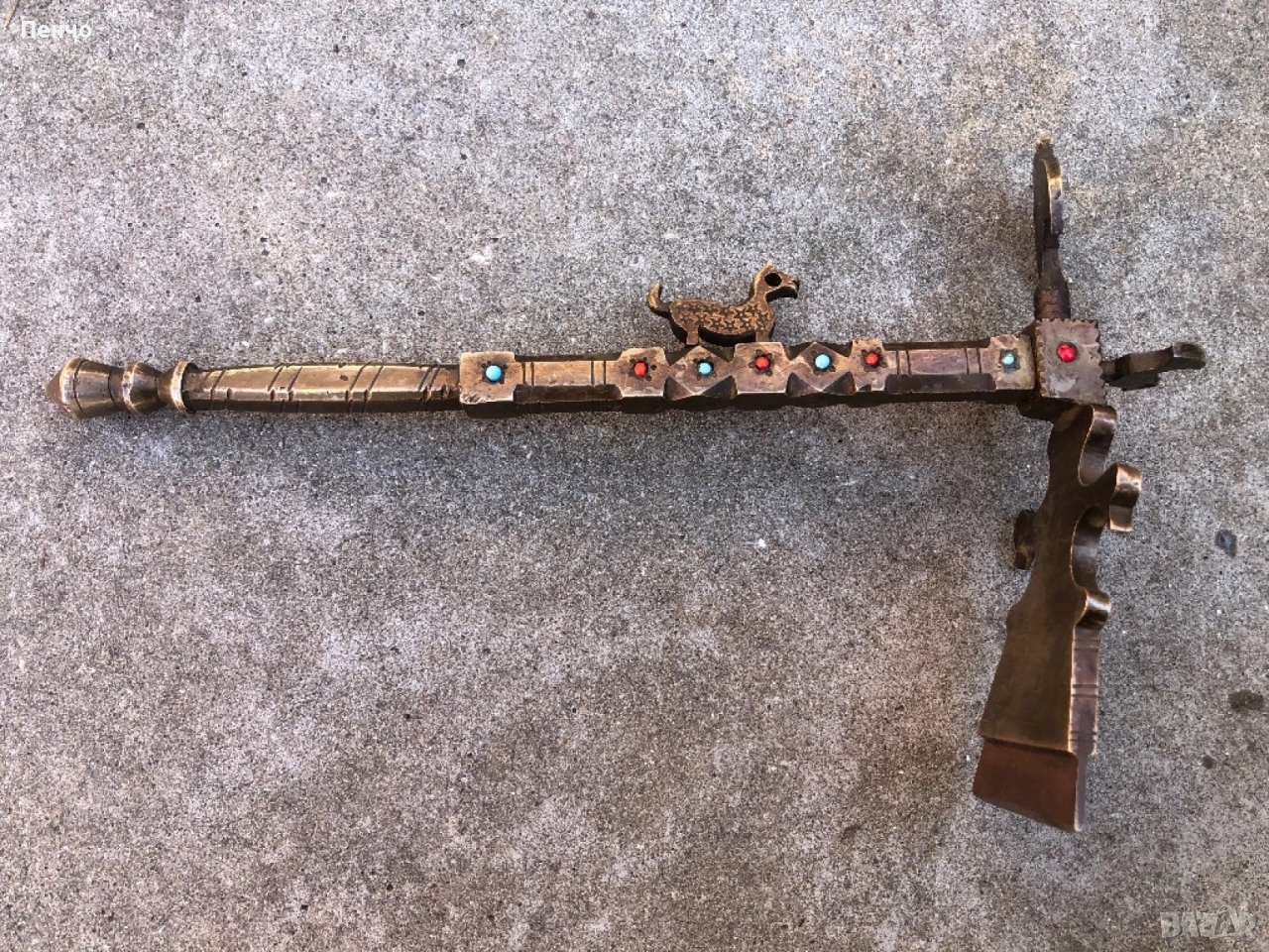 старинен османски /турски, арабски, персийски/ церемониален бронзов чук за захар, снимка 1