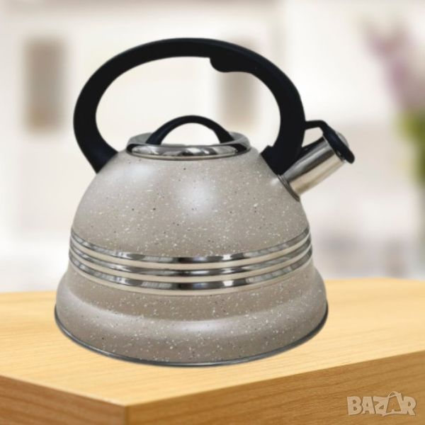 Луксозен чайник от неръждаема стомана и мраморно покритие, 3L, снимка 1