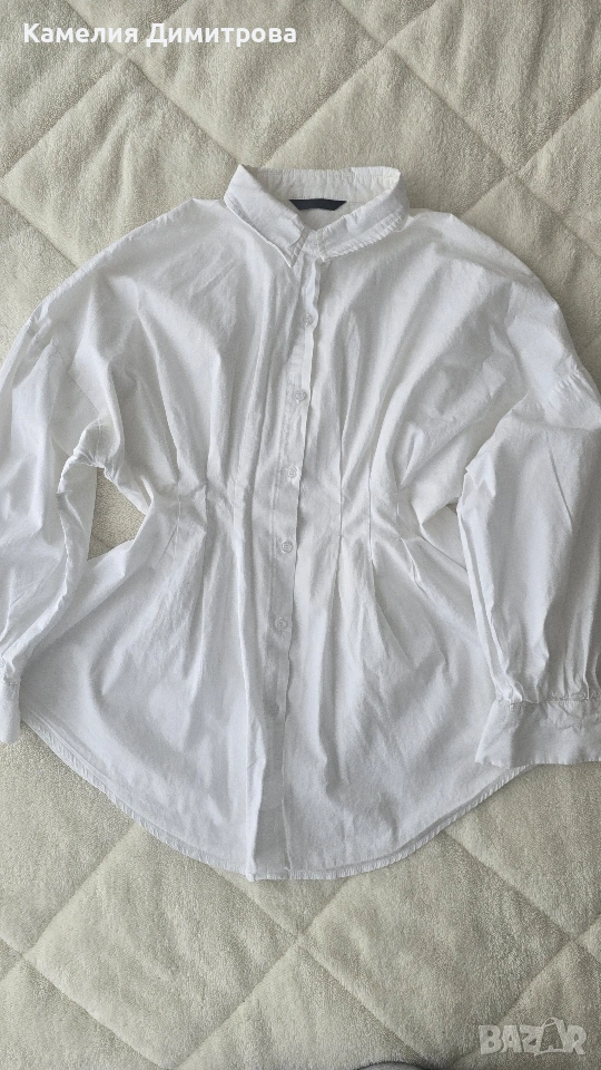 Бяла риза с интересна кройка – тренди модел, снимка 1
