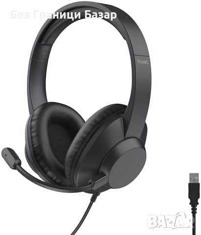 Нови USB-C PC слушалки с микрофон 1.8м кабел Teams Zoom лаптоп офис, снимка 1