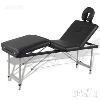 vidaXL Черна сгъваема масажна кушетка 4 зони с алуминиева рамка(SKU:110099, снимка 1