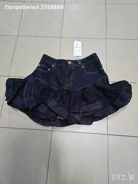 Дънкова пола с къдрички, снимка 1