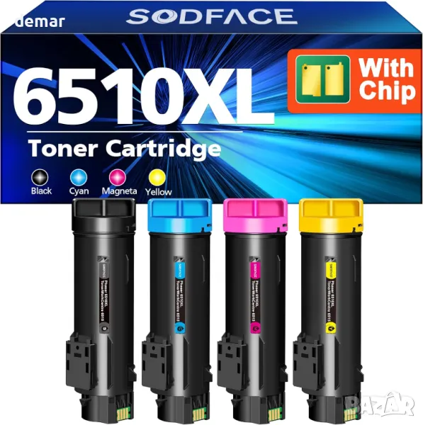 Тонер касети SODFACE 6510, 6510XL, съвместими за Xerox 6510XL, 6515XL, 4 броя, снимка 1