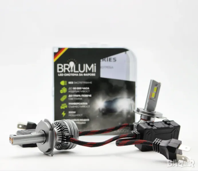 LED крушки за фарове BRILUMI ZENITH,CANBUS, H4, 200W, 6000K, снимка 1