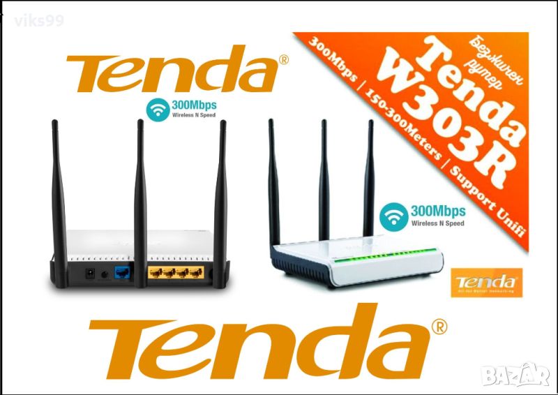 Wi-Fi Рутер Tenda W303R - 300 Mbit/s, снимка 1