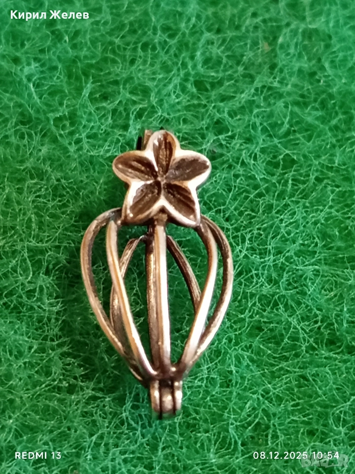 Флорален сребърен АРТ медальон ръчна изработка 42505, снимка 1