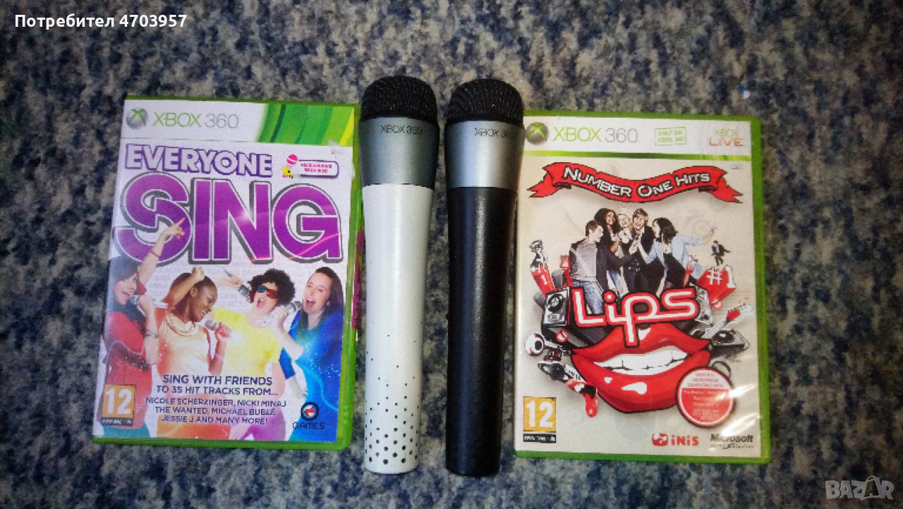 Два микрофона и две игри за пеене за Xbox 360 , снимка 1