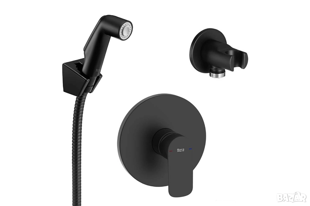 Хигиенен душ+смесител Roca Be-Fresh в цвят черен мат, снимка 1