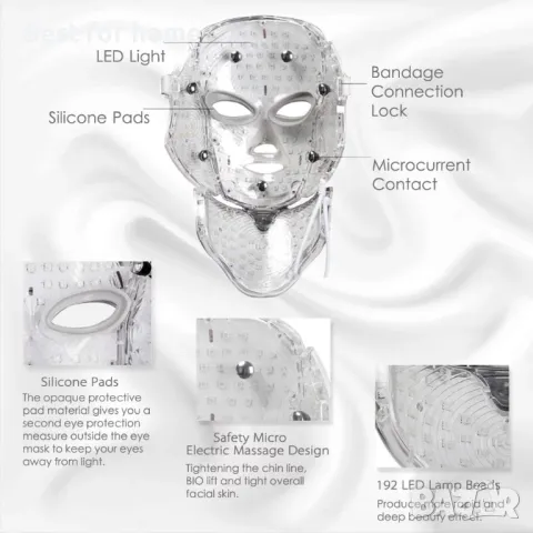 Професионална козметична маска за лице и шия HIME SAMA Led Skin Mask, Pro 7, снимка 11 - Медицинска апаратура - 46933528