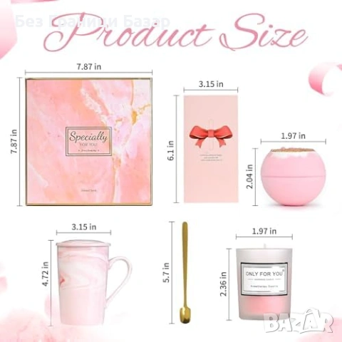 Нов подаръчен сет Луксозен подарък за мама SPA комплект с чаша и свещ, снимка 2 - Подаръци за жени - 53843129