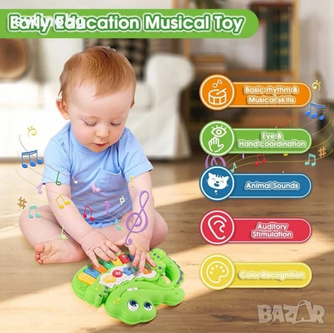 Музикална образователна йоника крокодилче, снимка 5 - Музикални играчки - 53837961