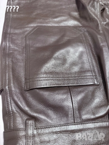 Кафяв мъжки кожен панталон от естествена кожа, снимка 5 - Панталони - 53576439