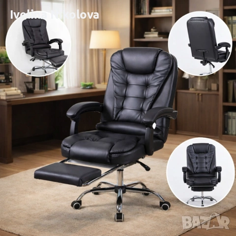 Ергономичен въртящ се офис стол с масаж и поставка за крака, снимка 3 - Столове - 53210196