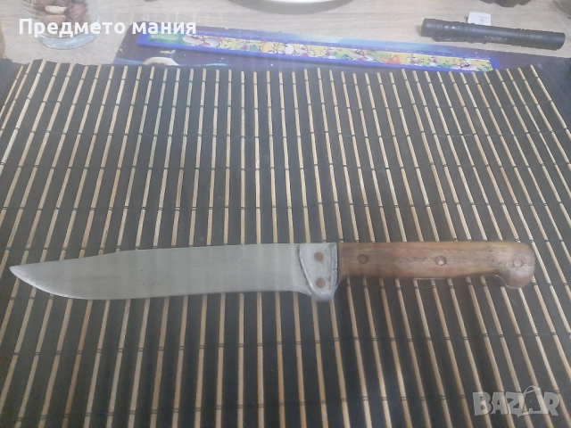 Стар масивен български нож с дървена дръжка, снимка 5 - Ножове - 52965459